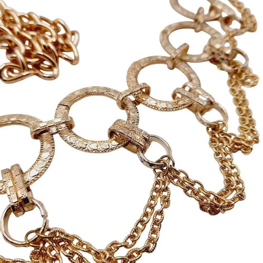 Vintage Gold Tone Chain Belt Hong Kong Long Statement Belt 39 Inch